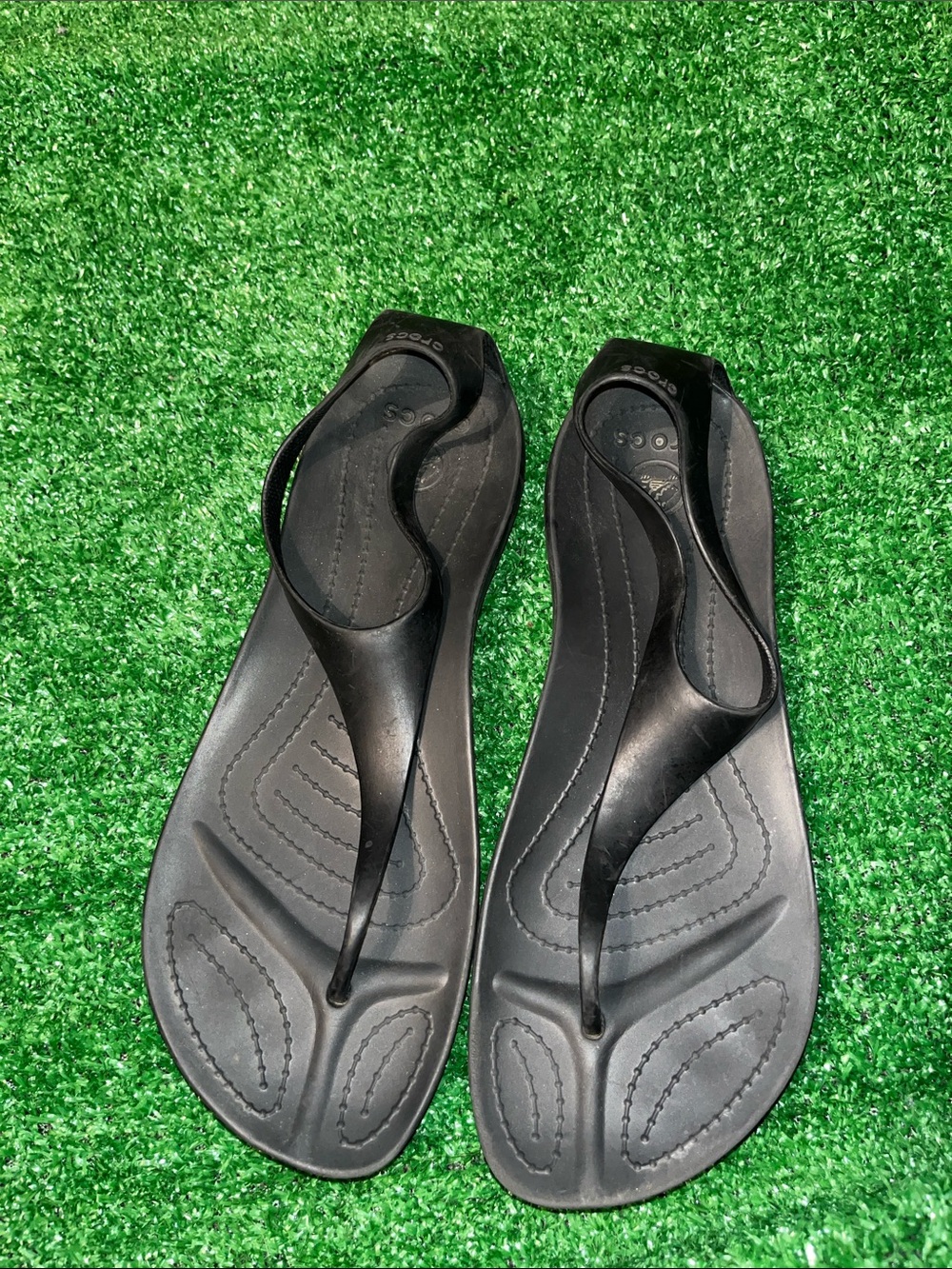 Crocs Sexi T-Strap Flip Flop Thong Slingback Sandals Black Size 9
